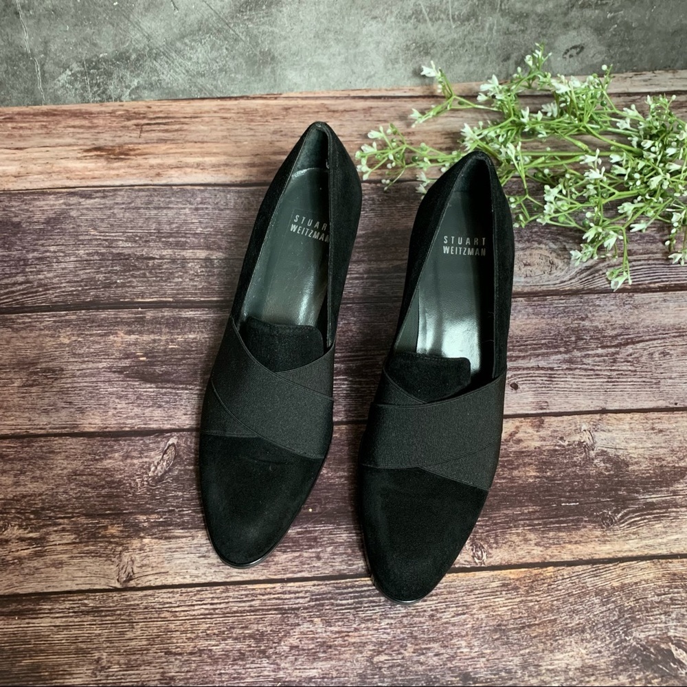 Stuart Weitzman  Black Suede Chevron Shoes Size 5.5